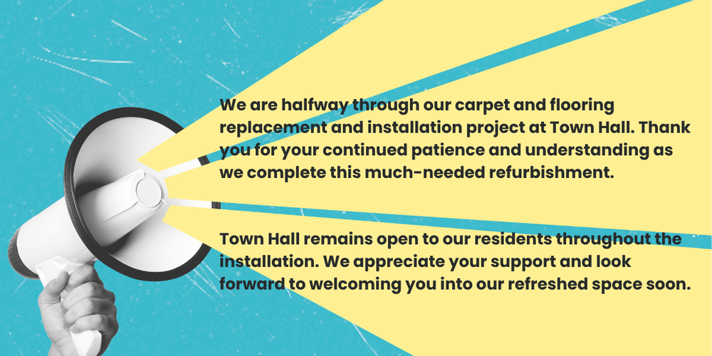 carpet installation is ongoing at town hall