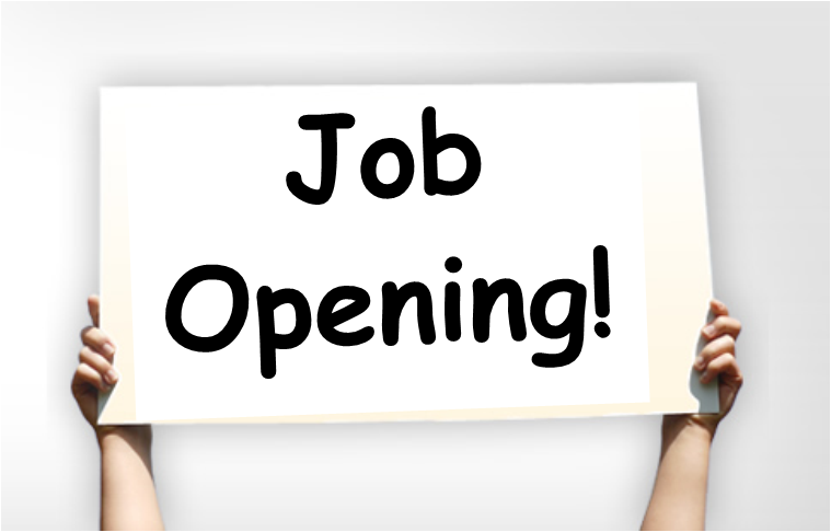Picture of hands holding a sign announcing a job opening