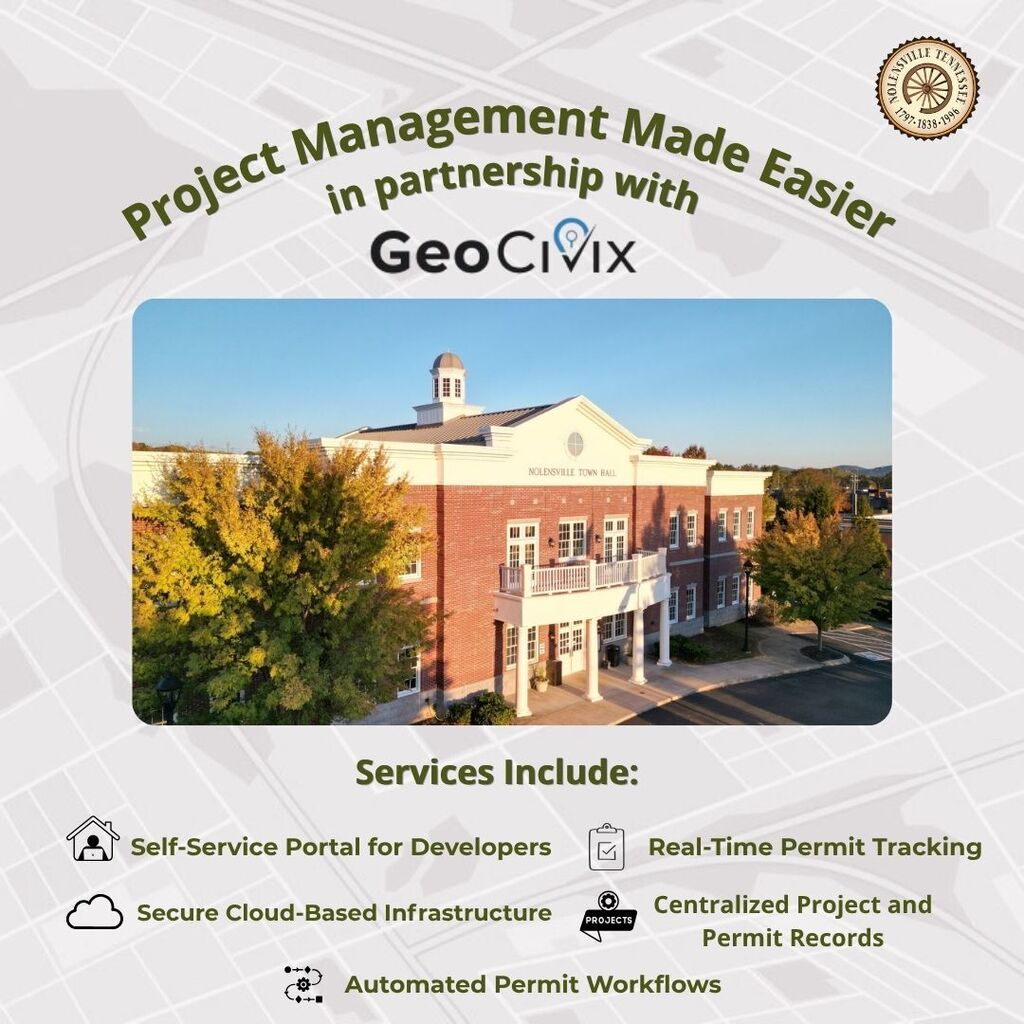 Project management made easier in partnership with GeoCivix. Services include a self-service portal for developers, real-time permit tracking, secure cloud-based infrastructure, centralized project and permit records, and automated permit workflows.