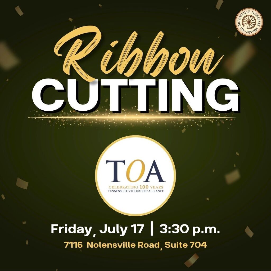 Ribbon cutting for Tennessee Orthopedic Alliance that will take place on Friday, July 17 at 3:30 p.m.