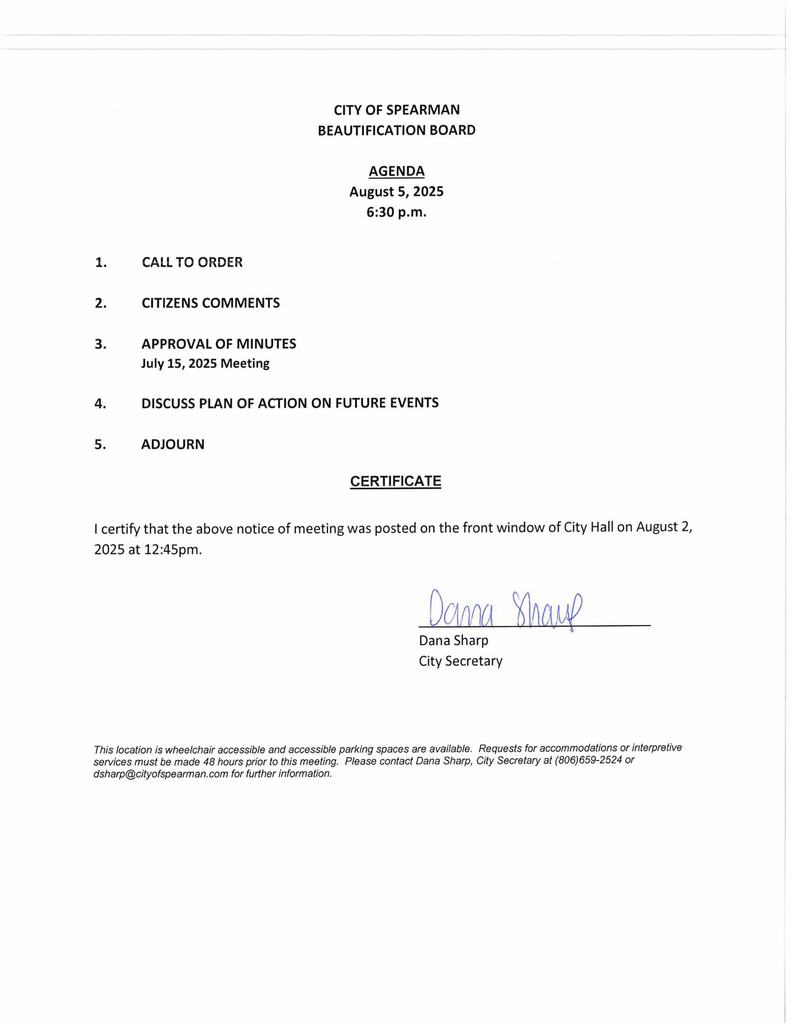8-5-2025 Beautification Agenda