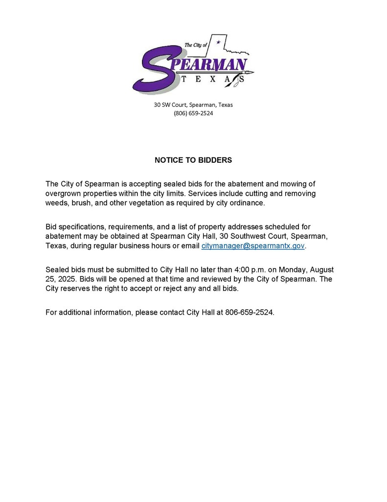 Bid Notice - Overgrown properties