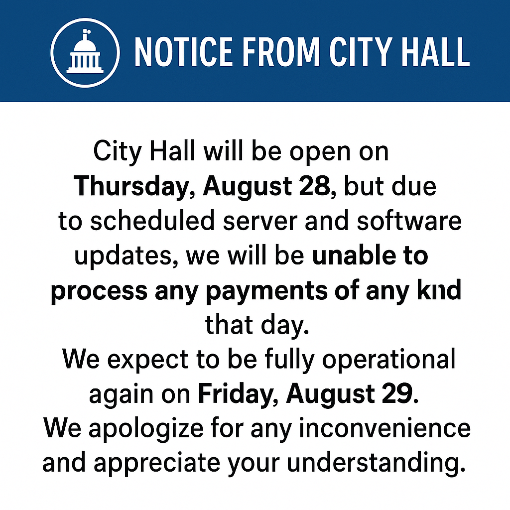 Notice from City Hall Announcement