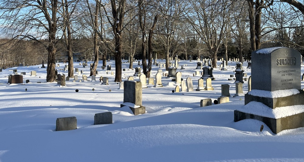 Seaside Cemetery in Snow