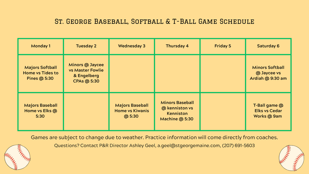 Ball Schedule