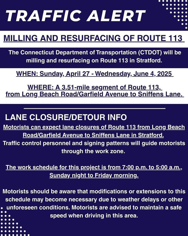 Milling and Resurfacing on Route 113 in Stratford