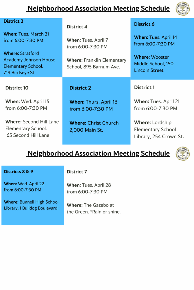 Neighborhood Association Meeting Schedule 
