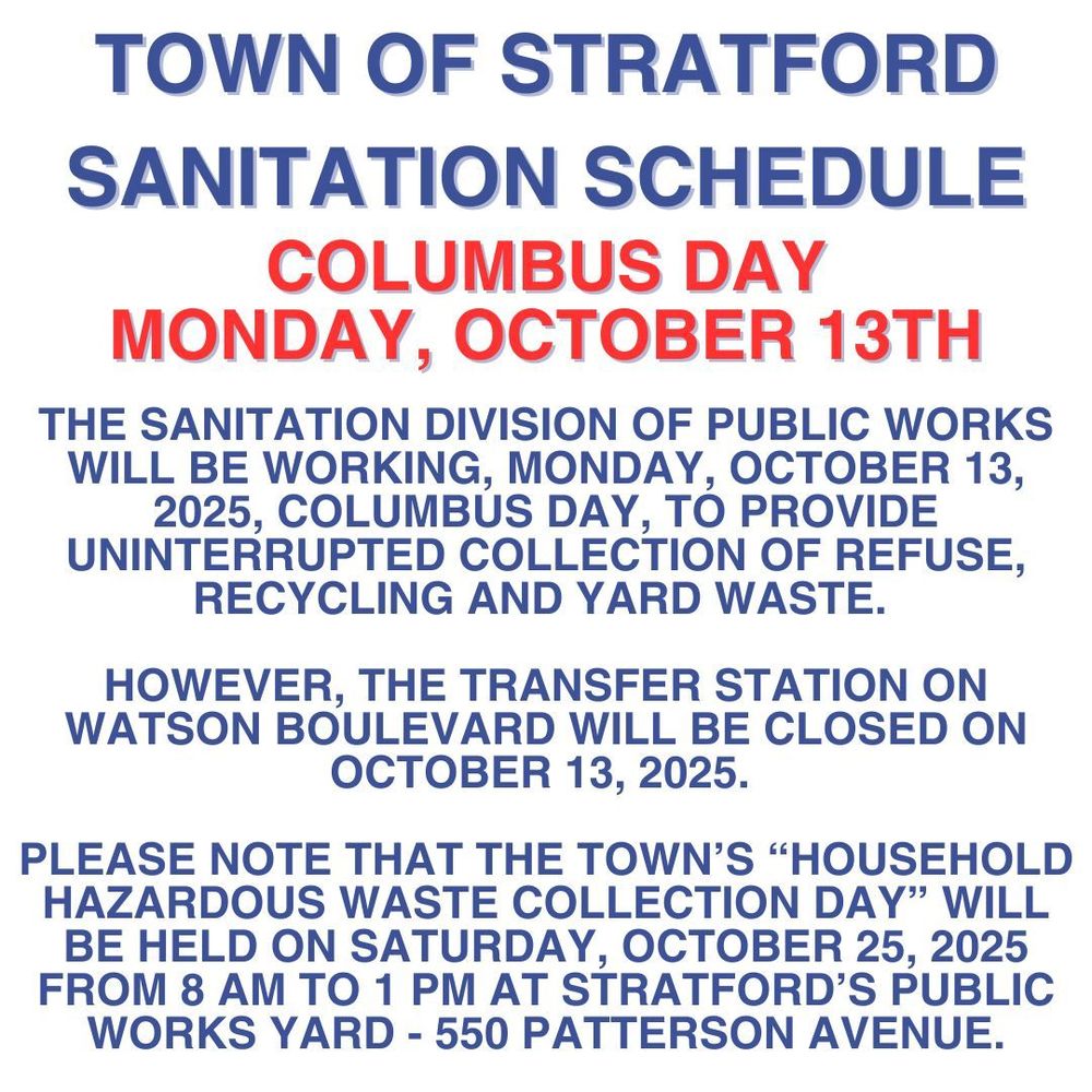 Sanitation Schedule Columbus Day