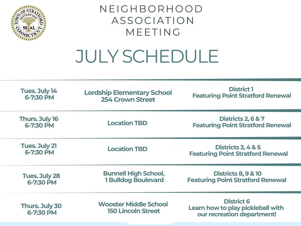 Neighborhood Association Meeting Schedule