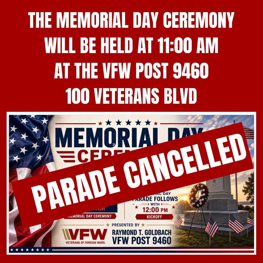 Memorial Day Parade Cancelled - May 25, 2026