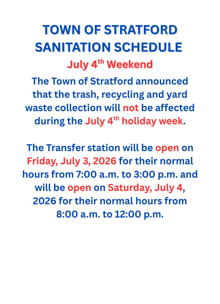 Sanitation Schedule July 4th Weekend