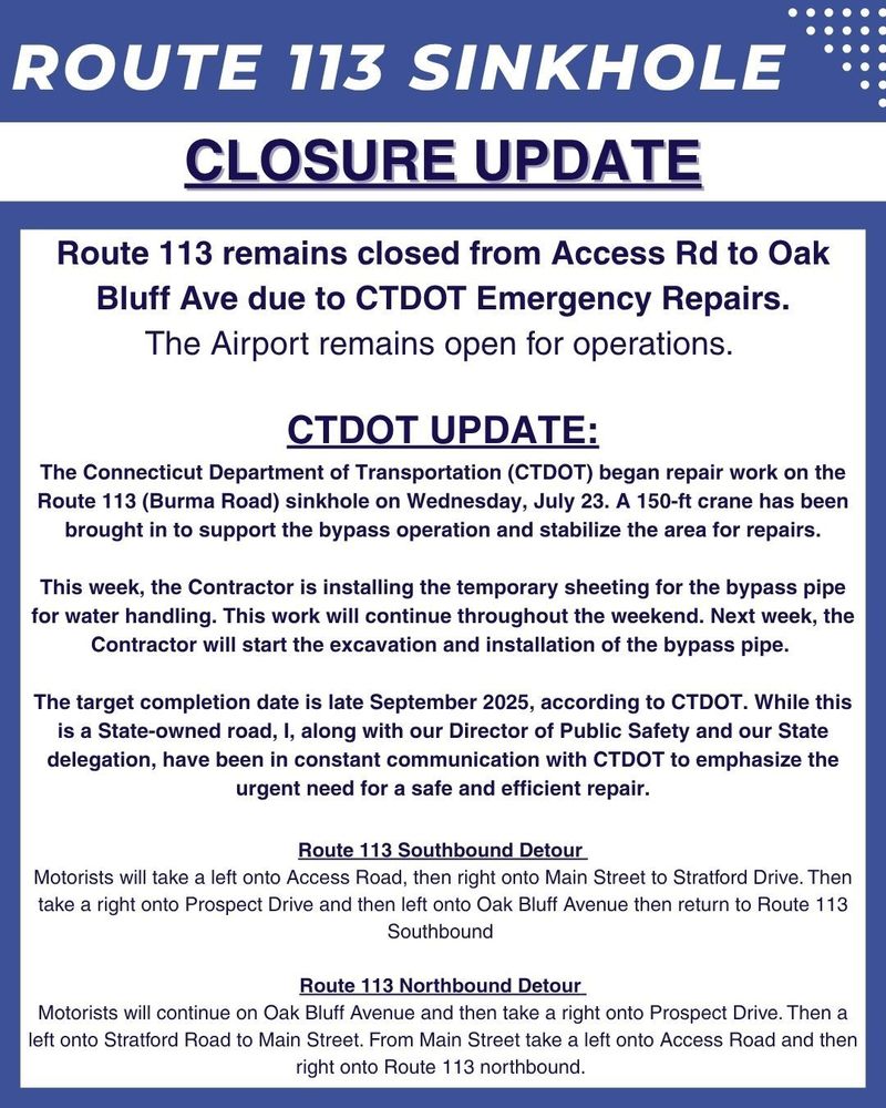 Route 113 Closure Update July 31