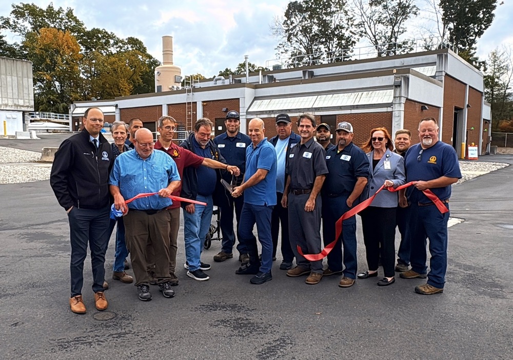 ribbon cutting at sewer plant