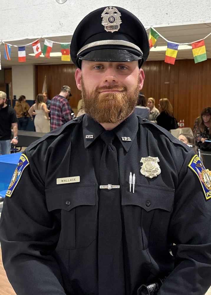 Officer Tyler Wallace, the Vernon Police Department's 2025 Officer of the Year