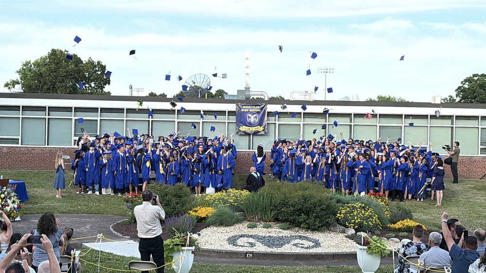 Rockville High School graudates toss their caps