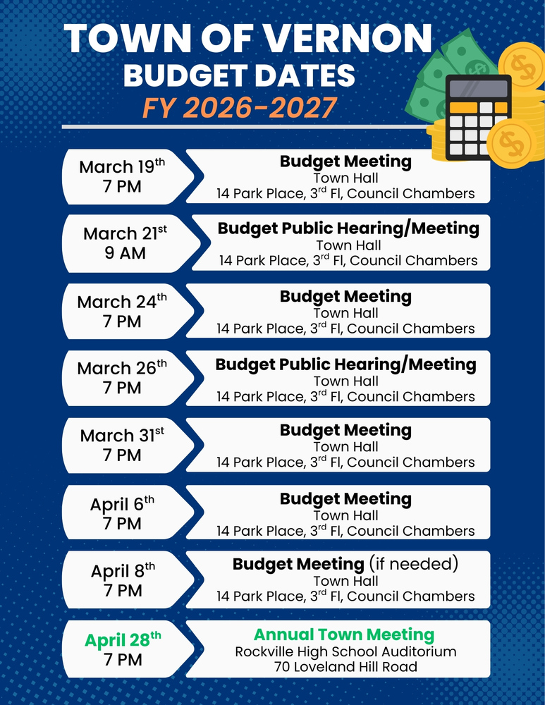 Vernon Town Council budget review schedule