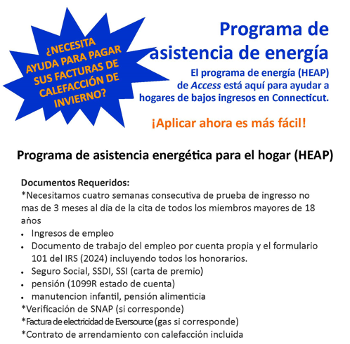 Energy assistance information Spanish