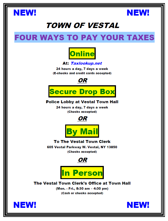 Four Ways to Pay Taxes Sign