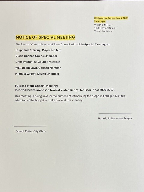 Special Meeting