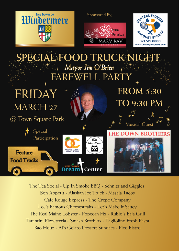 Flyer Food Truck Night March 27 at 5:30 PM.