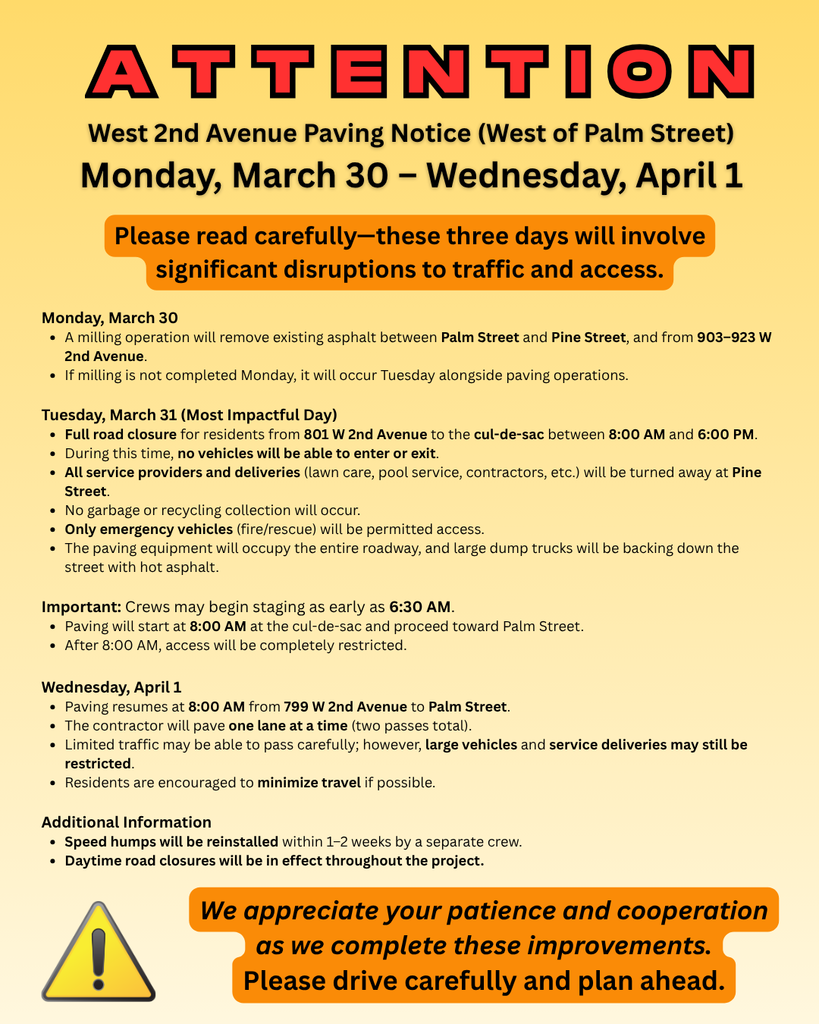 Traffic Alert on 2nd Avenue on the week of March 30 to April 1st. 