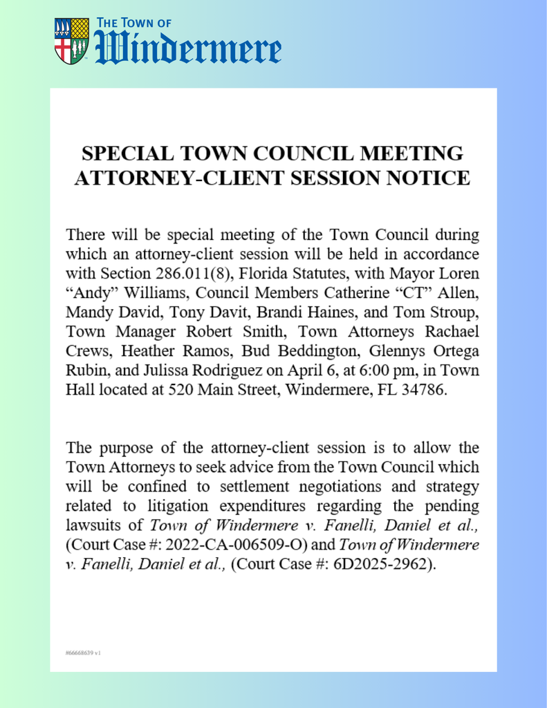 Town Council Shade Meeting notification April 6, 6PM at Towh Hall 