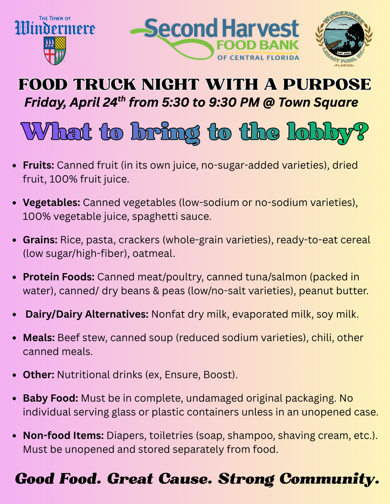 What to bring to the lobby for the food drive.