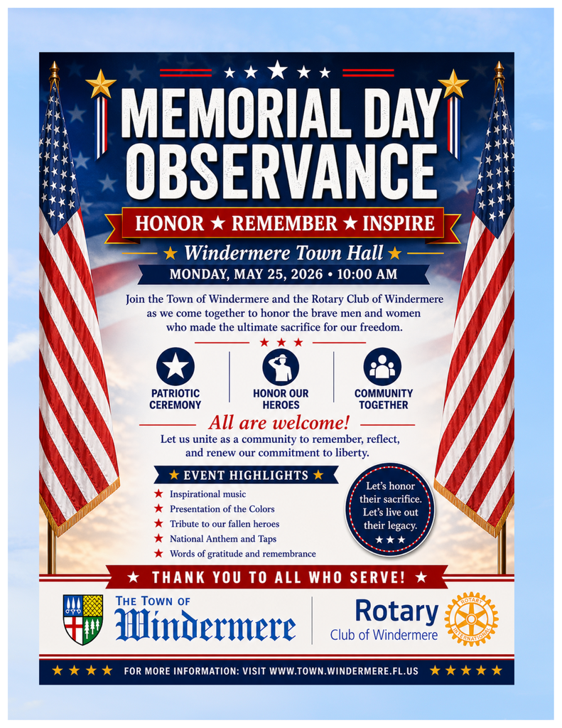 Memorial Day Celebration at 10 AM at Town Hall