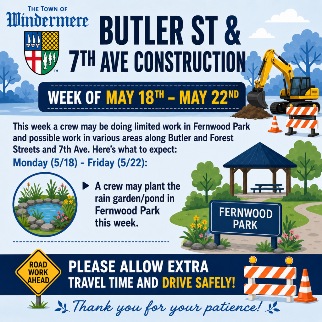 Butler St. & 7th traffic alert for the week of May 18 to May 22