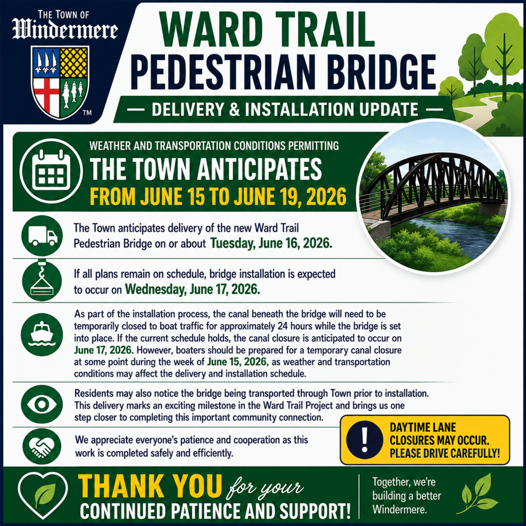 Ward Trail Notification - Bridge Delivery Between June 15 and 19.
