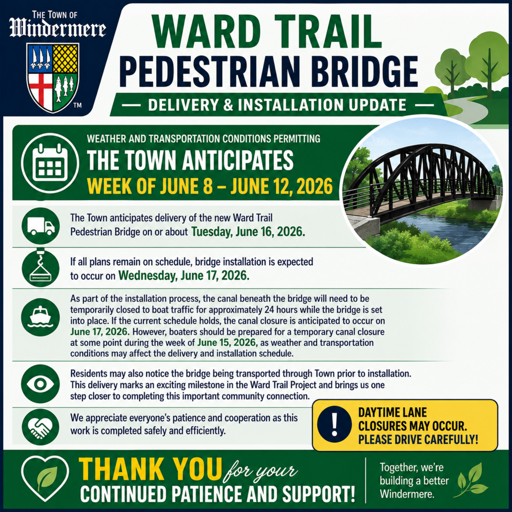 Ward Trail Notification - Bridge Delivery Between June 14 and 17.