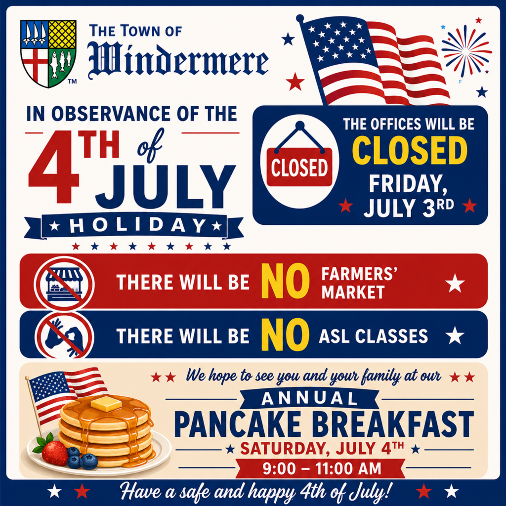 Offices Closed July 3rd, no farmers market and no asl classes.