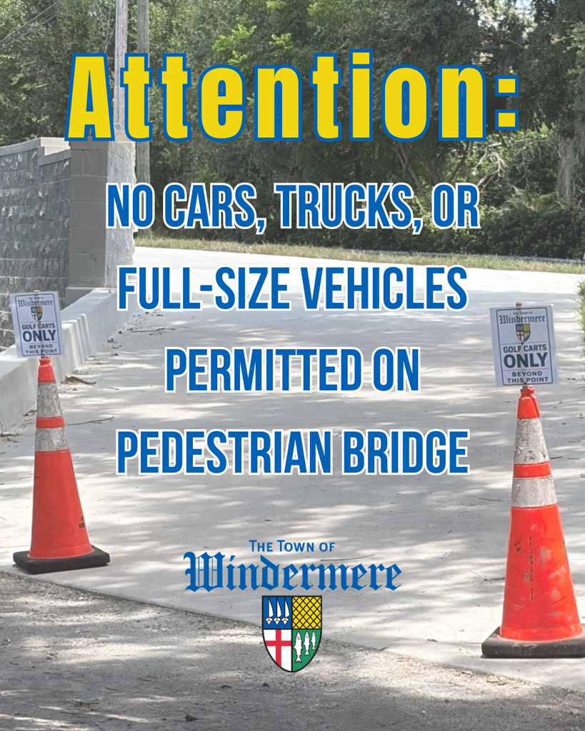 No cars, trucks, or full-size vehicles allowed on pedestrian bridge.