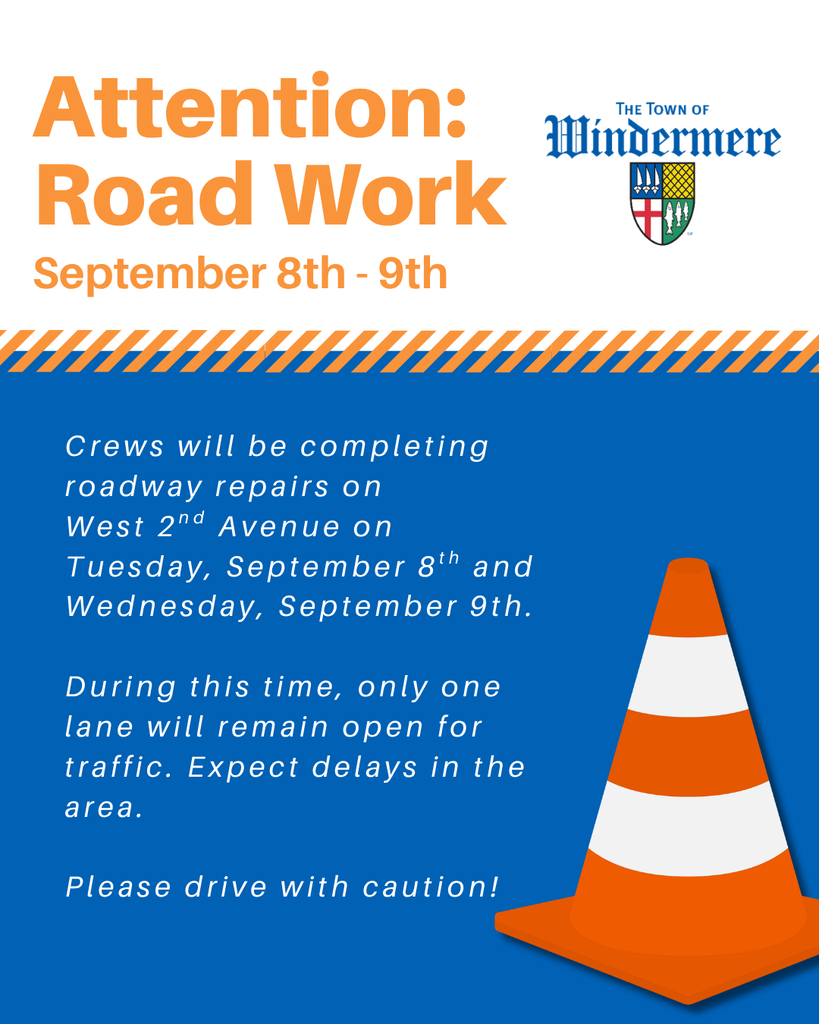 Road work on West 2nd Avenue September 8th - 9th
