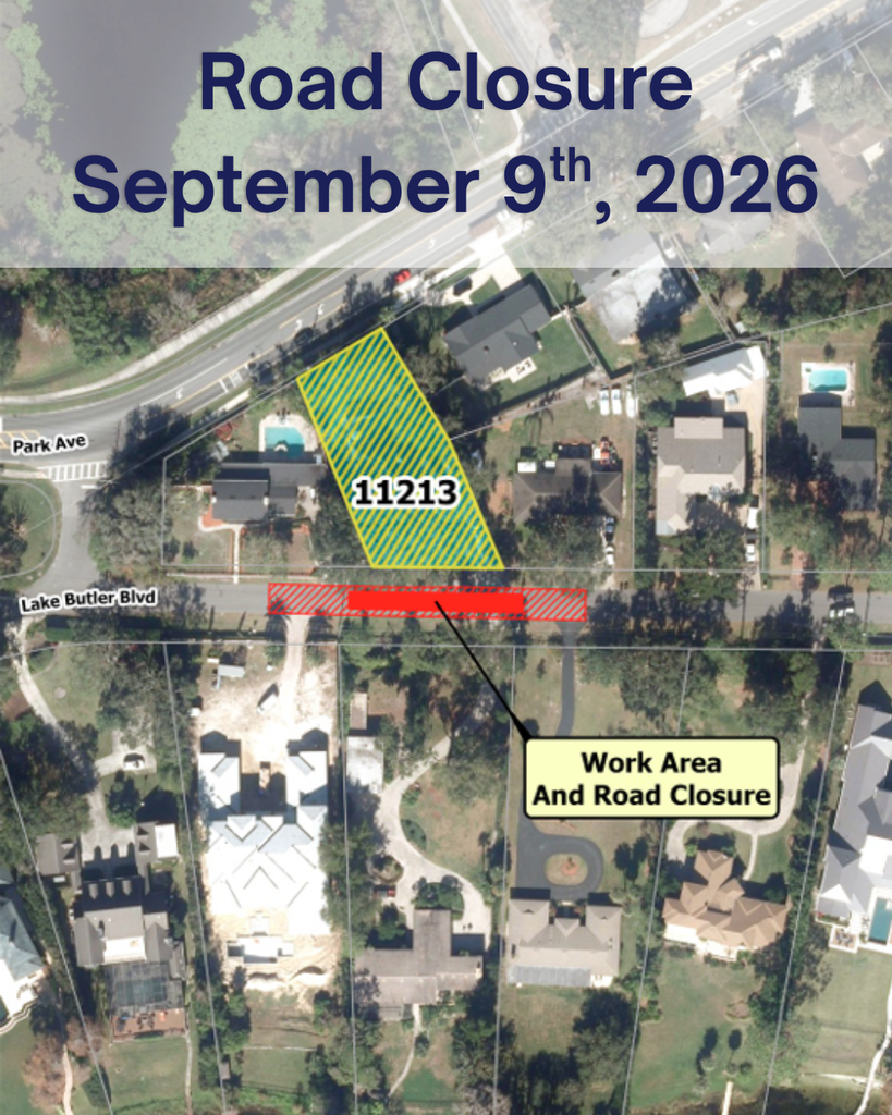 Part of Lake Butler Blvd. closed on September 9th.