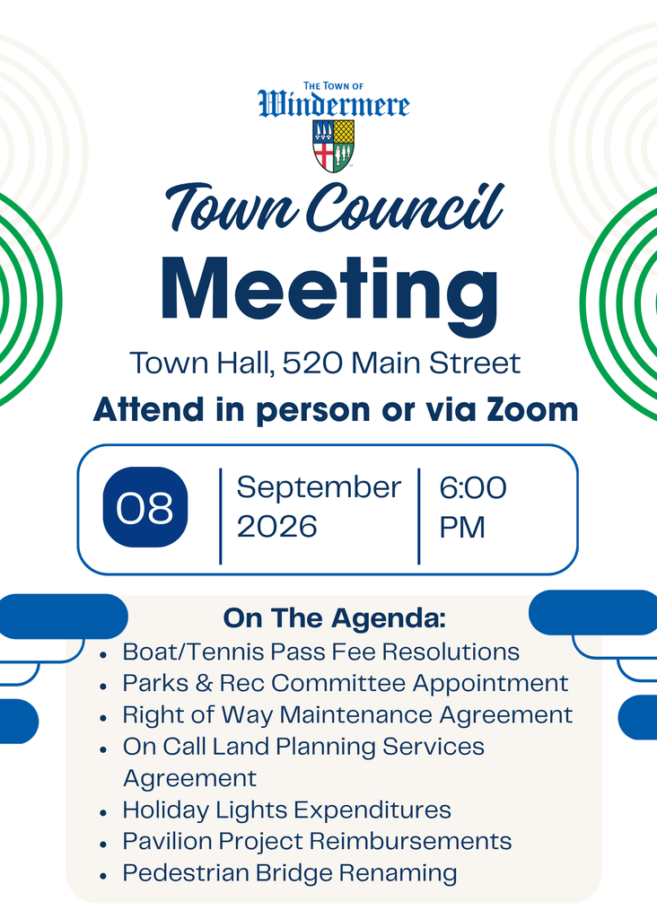 September 8, 2026 Town Council meeting preview