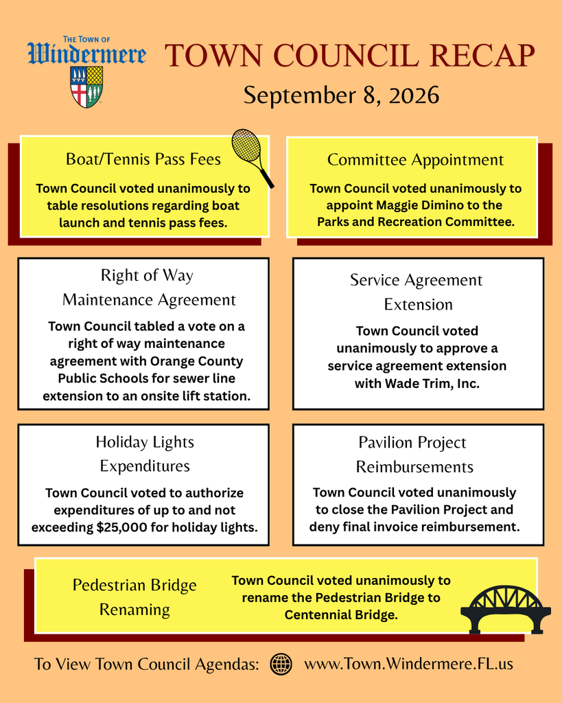 September 8th, 2026 Windermere Town Council recap.