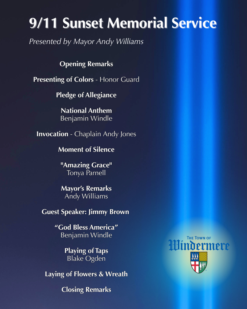 Program of events for 9/11 Sunset Memorial Service