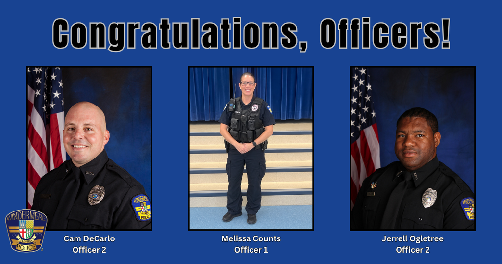 Windermere PD congratulates three recently promoted officers