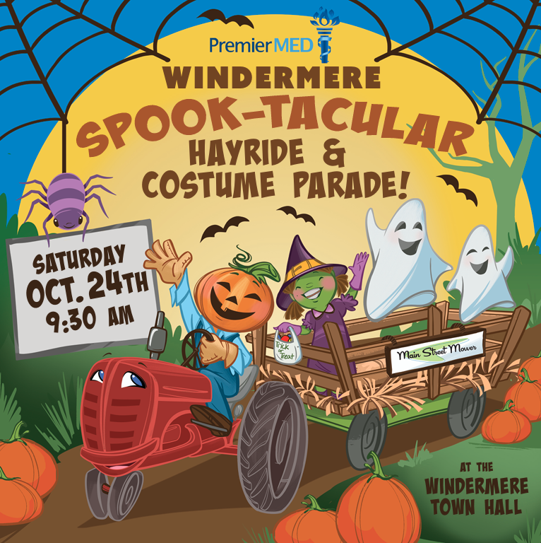 Annual Halloween Hayride and Costume Parade happening Saturday, October 24th at 9:30 a.m., at Windermere Town Hall