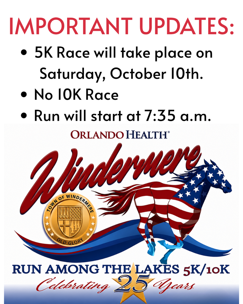 Updates for Run Among the Lakes. 5K race will take place Saturday, October 10th, there will be no 10K race.