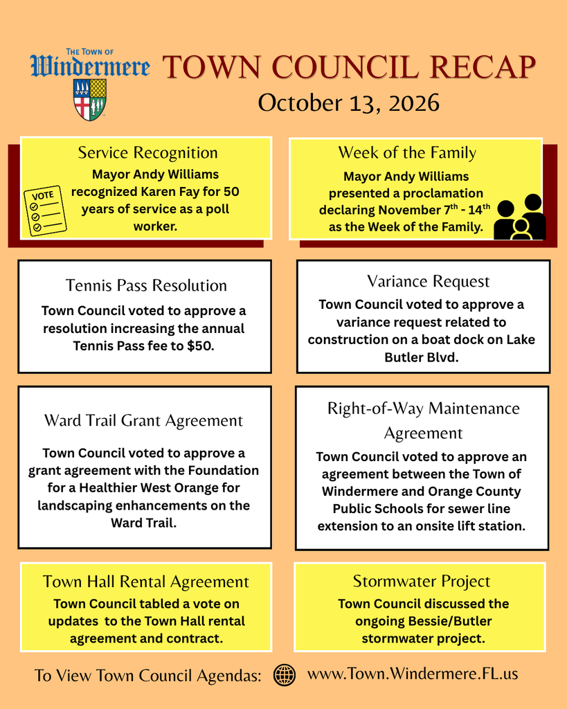 Town Council meeting recap for October 13, 2026.
