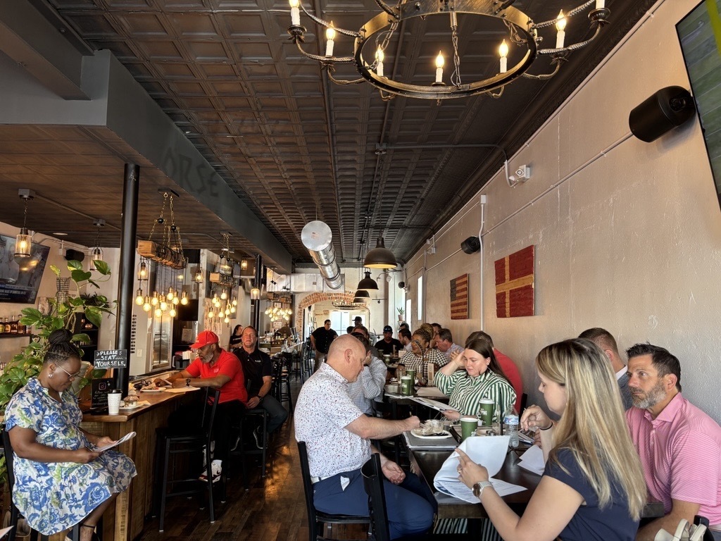 people talking at a restaurant 
