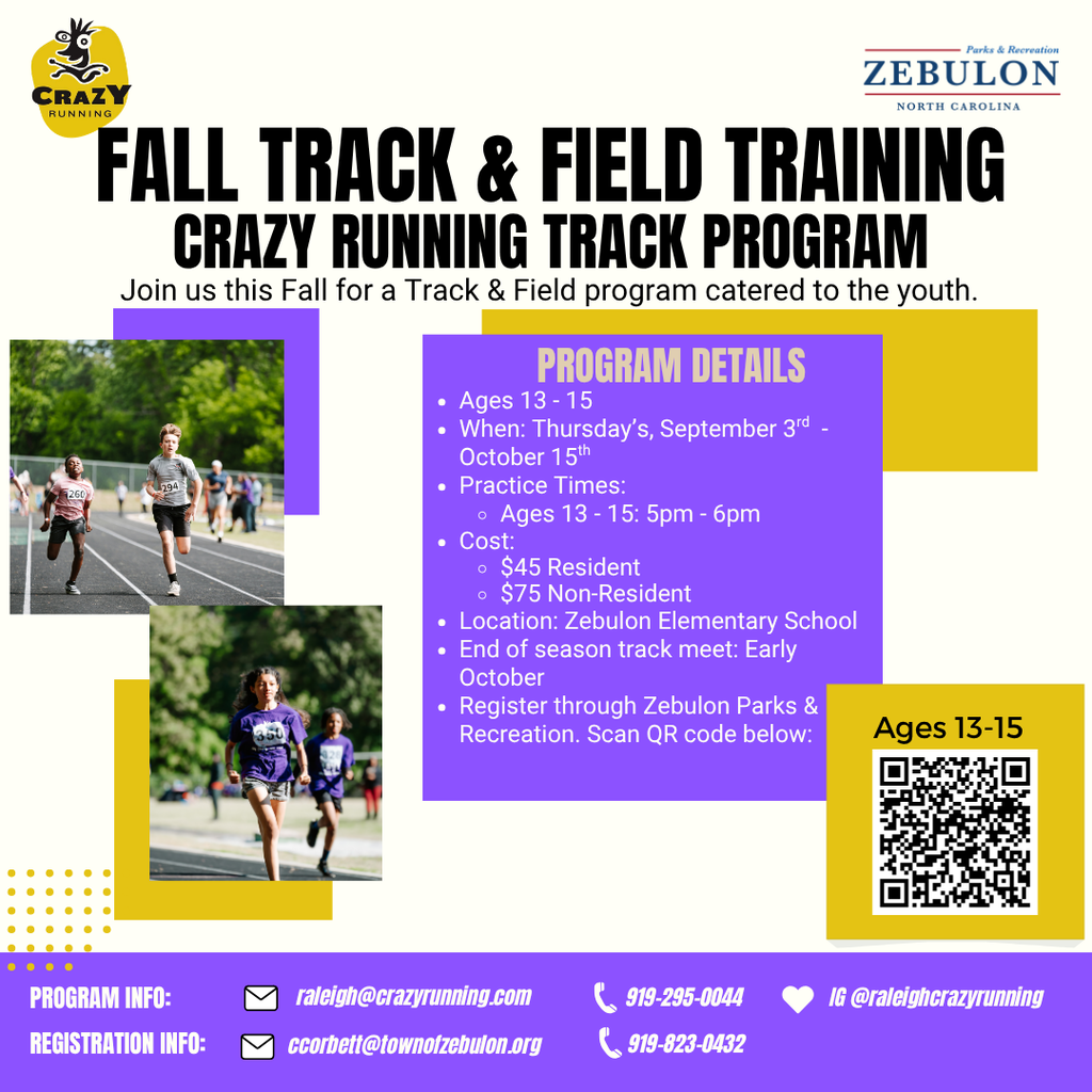 Crazy Running Track & Field registration flyer