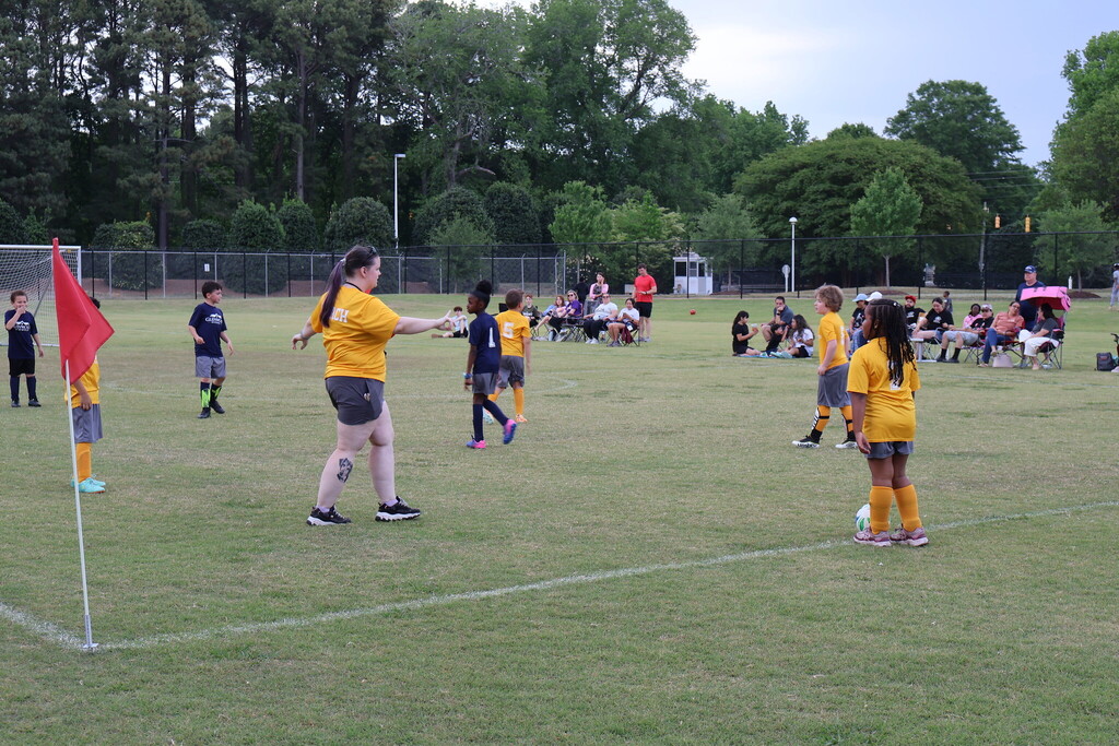 Children playing soccer