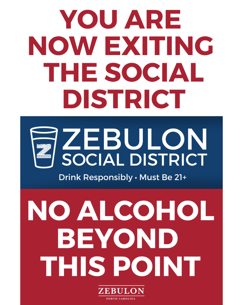 exiting the social district sign