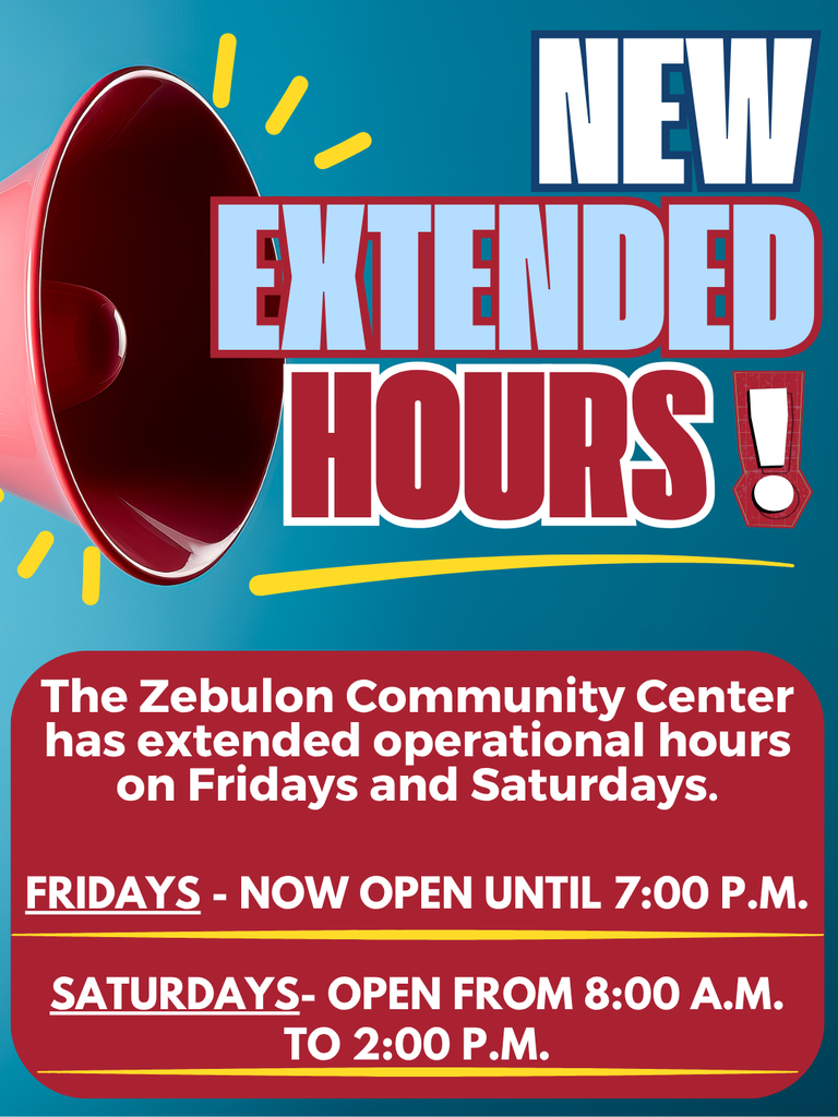 New Extended hours at zebulon community center