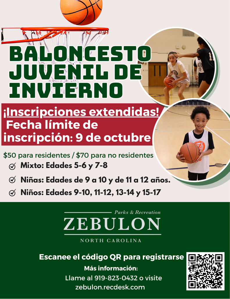 Spanish Basketball Registration flyer