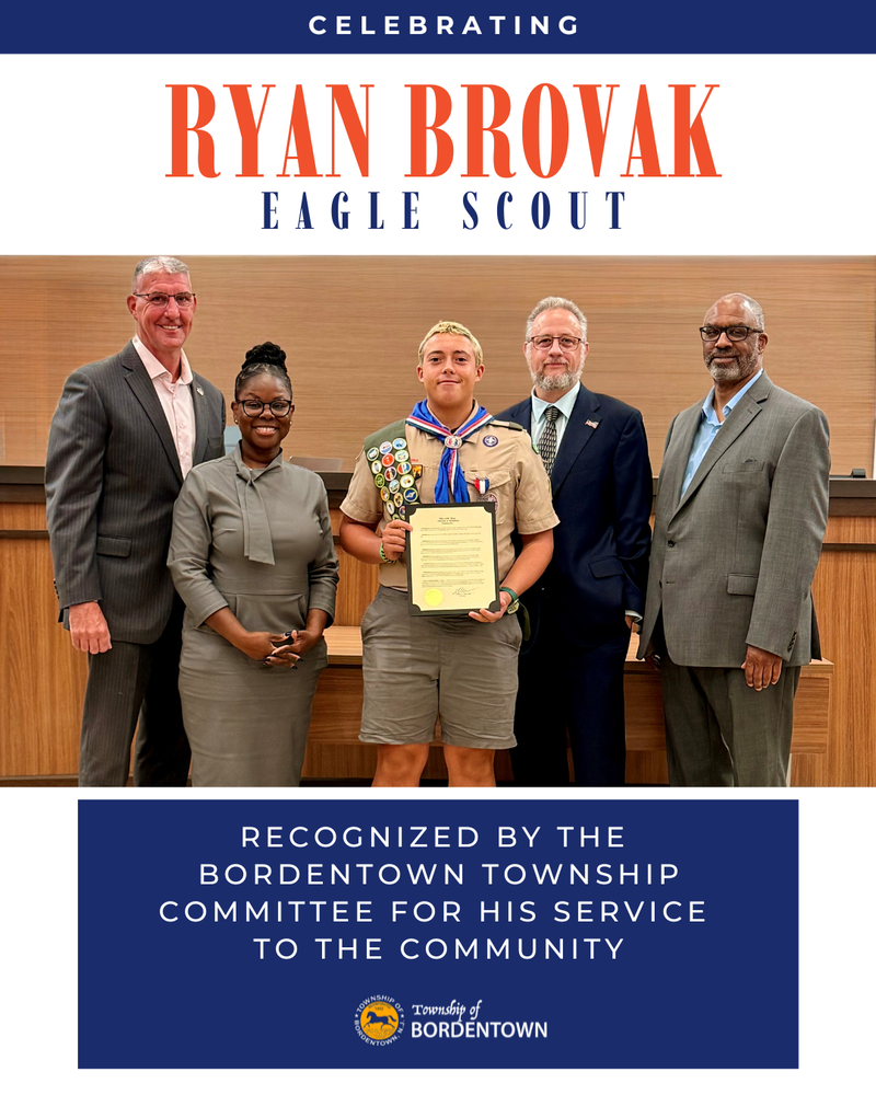 Township Committee Recognizes Ryan Brovak, Eagle Scout