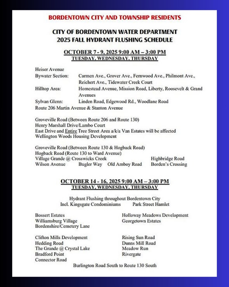 Hydrant Flushing Schedule